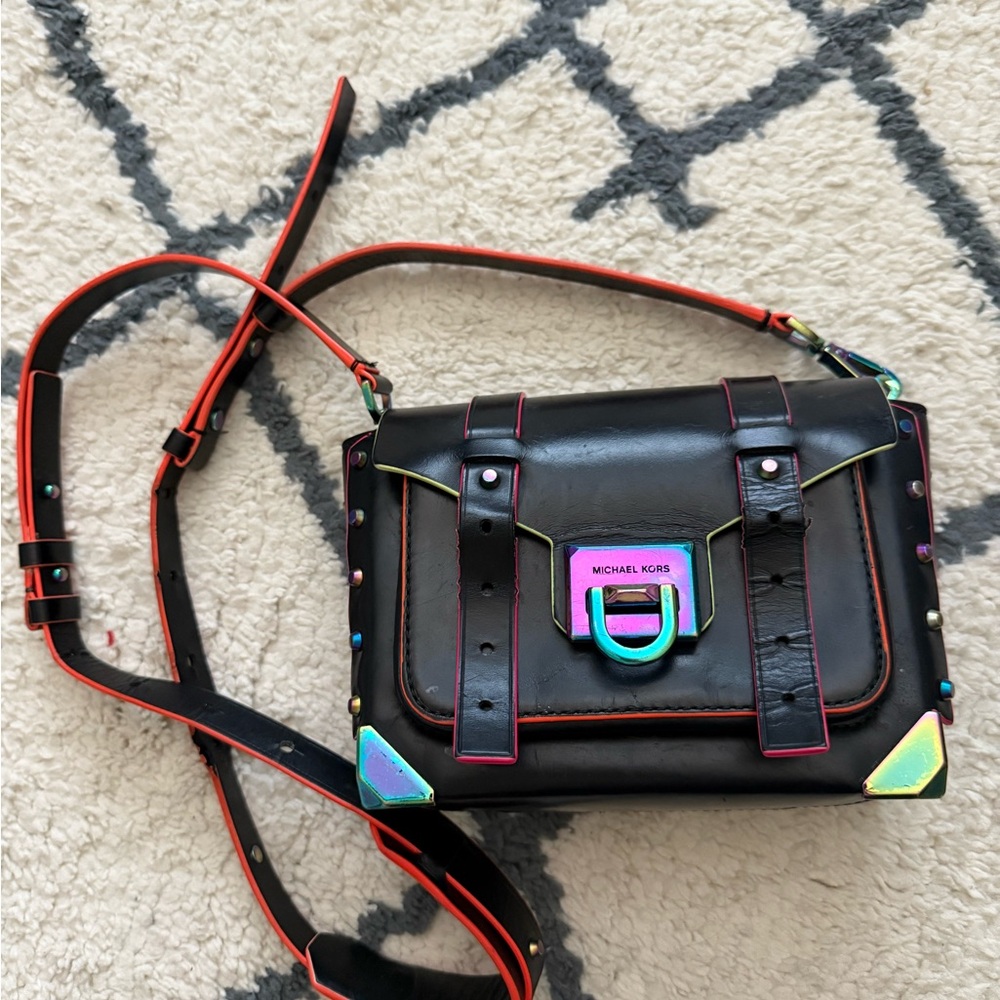 Michael Kors Black Crossbody Bag with Multicolor Accents